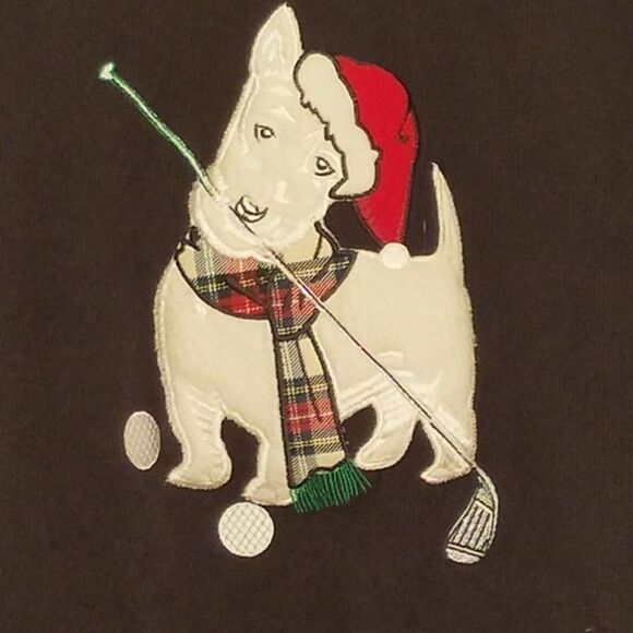 EP Pro Golf Santa Scottie Dog 100% cotton Sweater Size Small - Picture 3 of 7